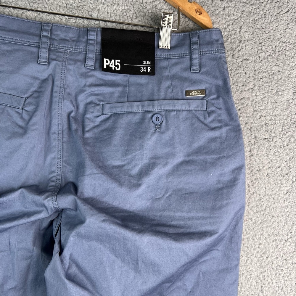 AX Armani Exchange Pants Chino Mens 34X32 Blue Slim Fit Lightweight Stretch NEW - Picture 12 of 16